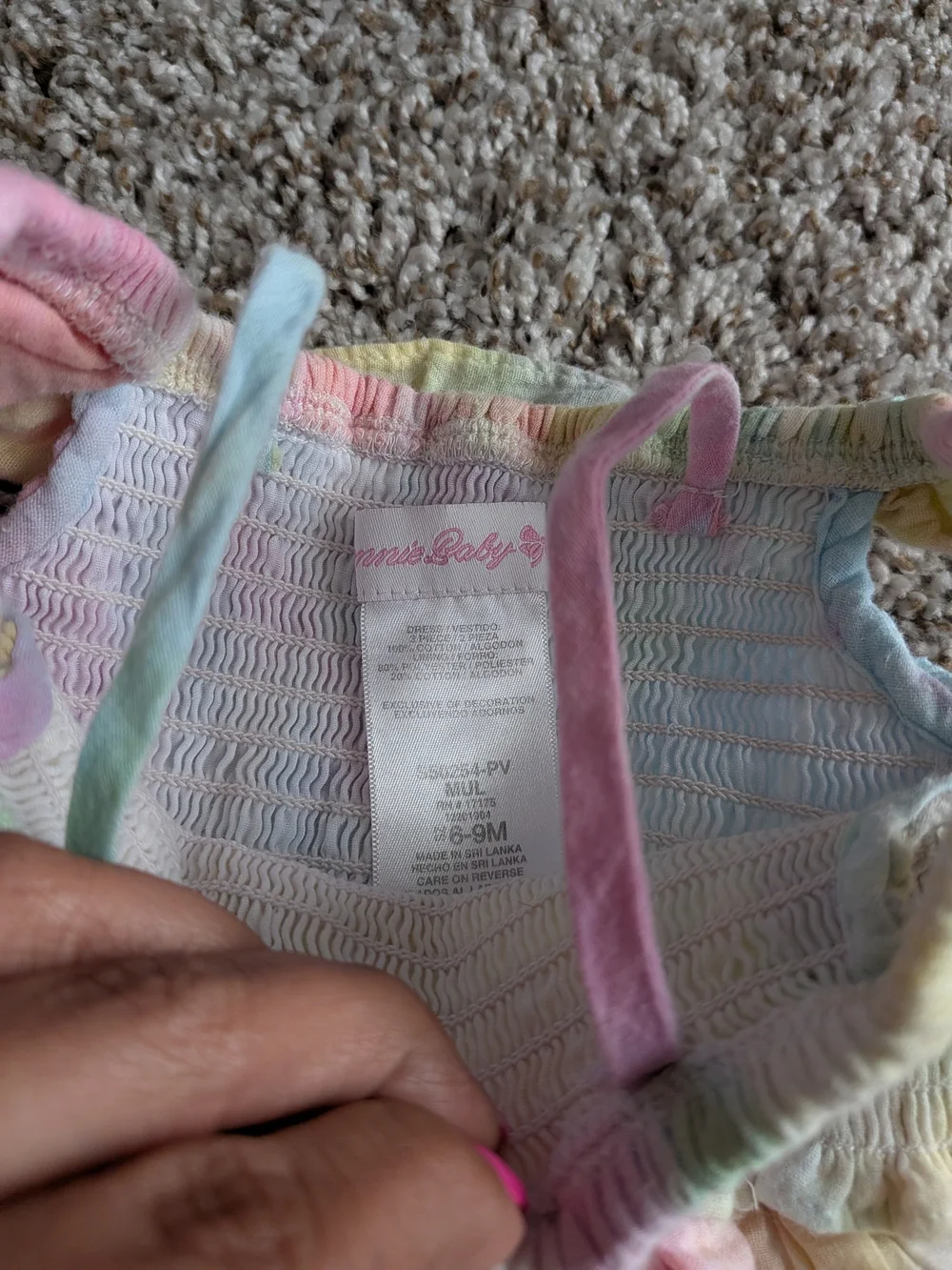 Bonnie Baby Pastel Tie-Dye Ruffle Sundress in Rainbow Hues Size 6/9 Months